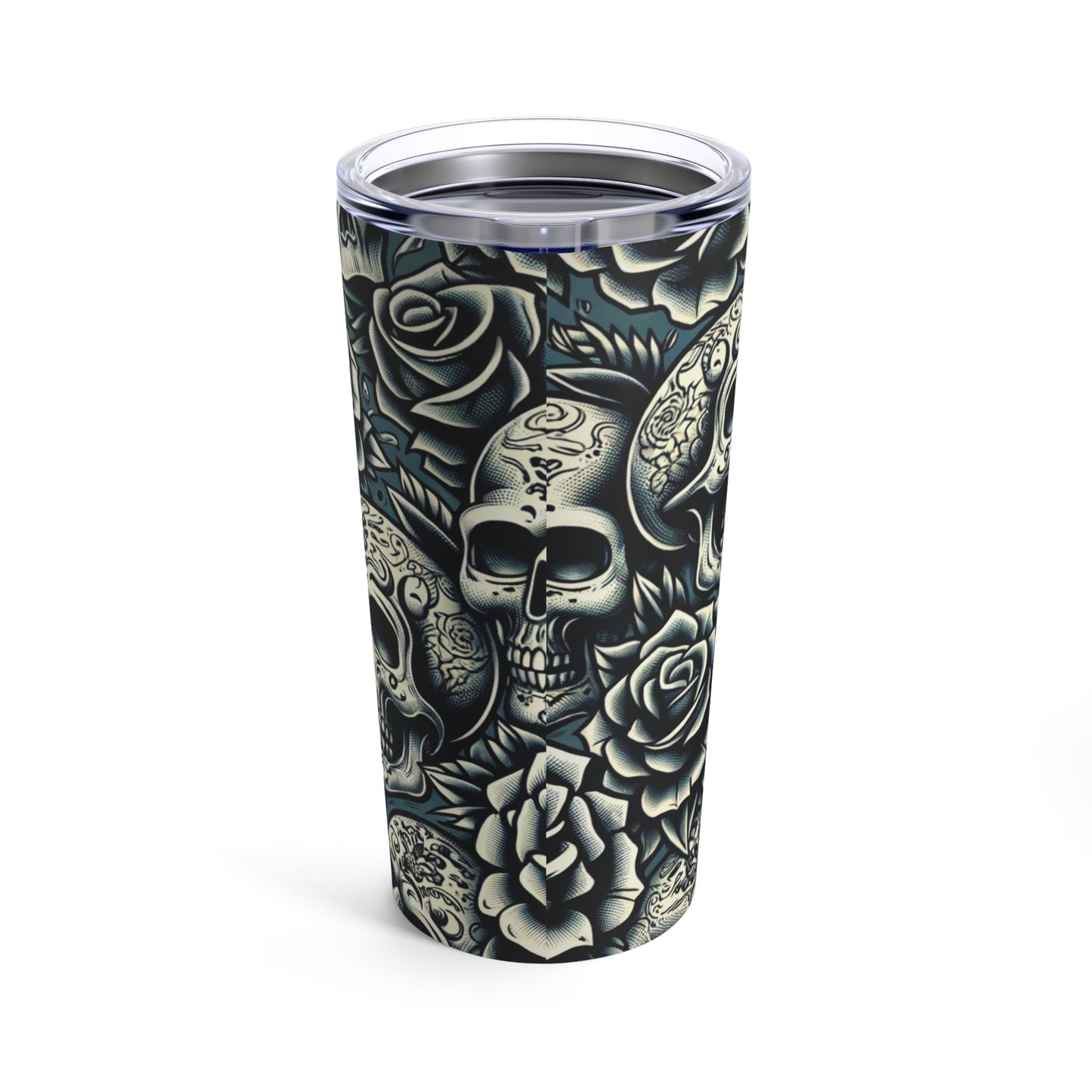 Skulls and Roses Tumbler (Light Green)