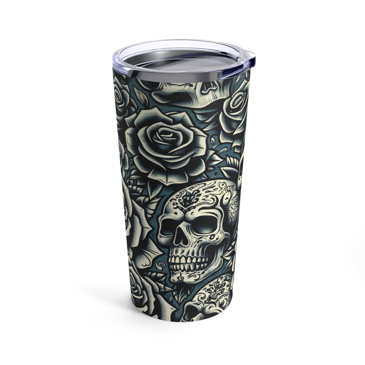 Skulls and Roses Tumbler (Light Green)