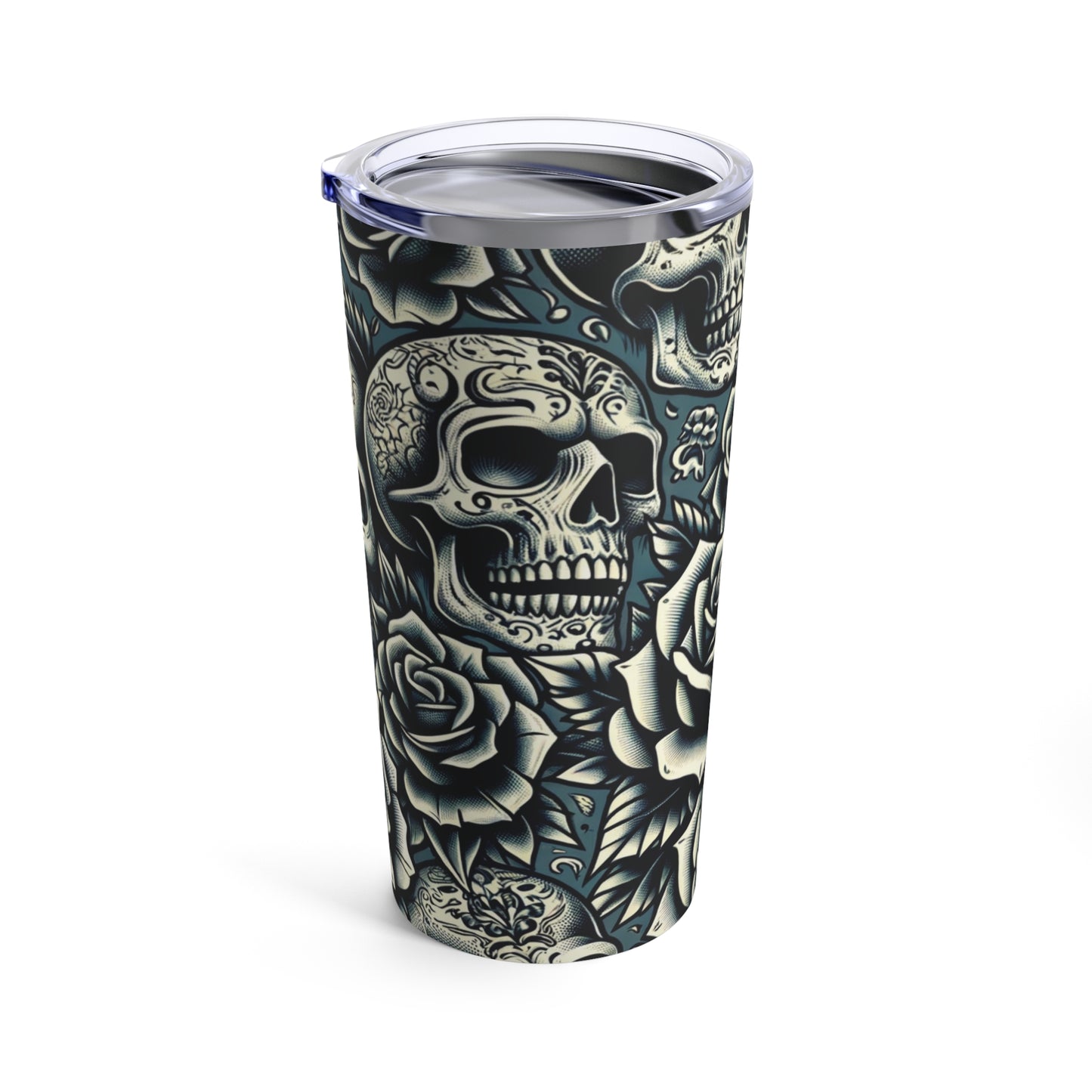 Skulls and Roses Tumbler (Light Green)