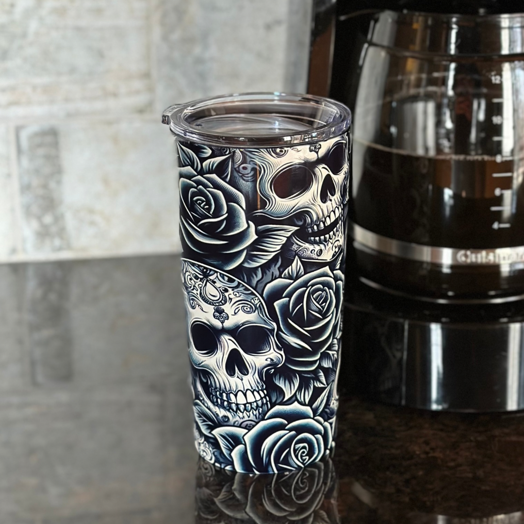 Skulls and Roses Tumbler (Green)